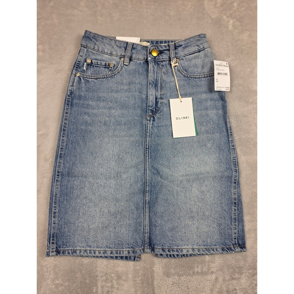 DL1961 Lexie High Rise Skirt Womens 24 Blue Endless Sea Knee-Length Denim Skirt